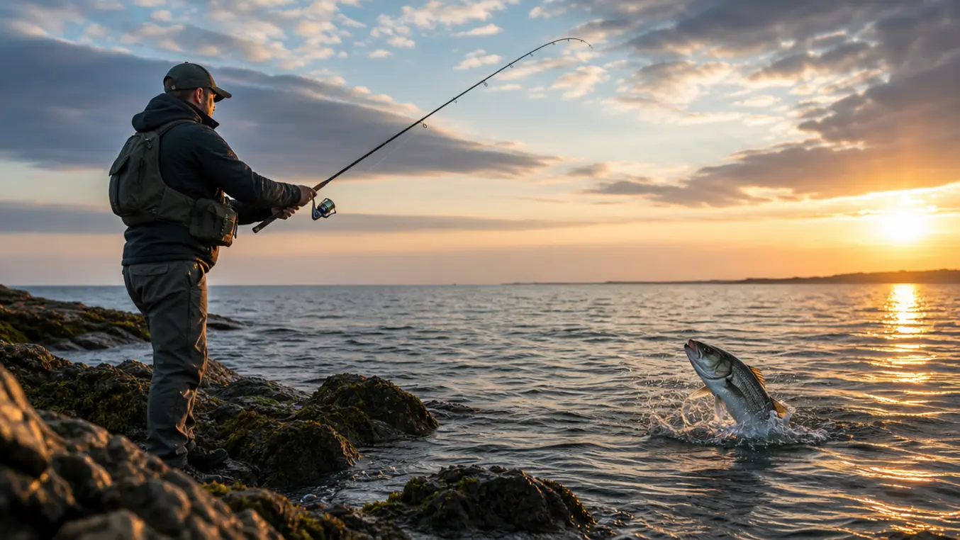 Vissen op Zeebaars vanaf de Kant